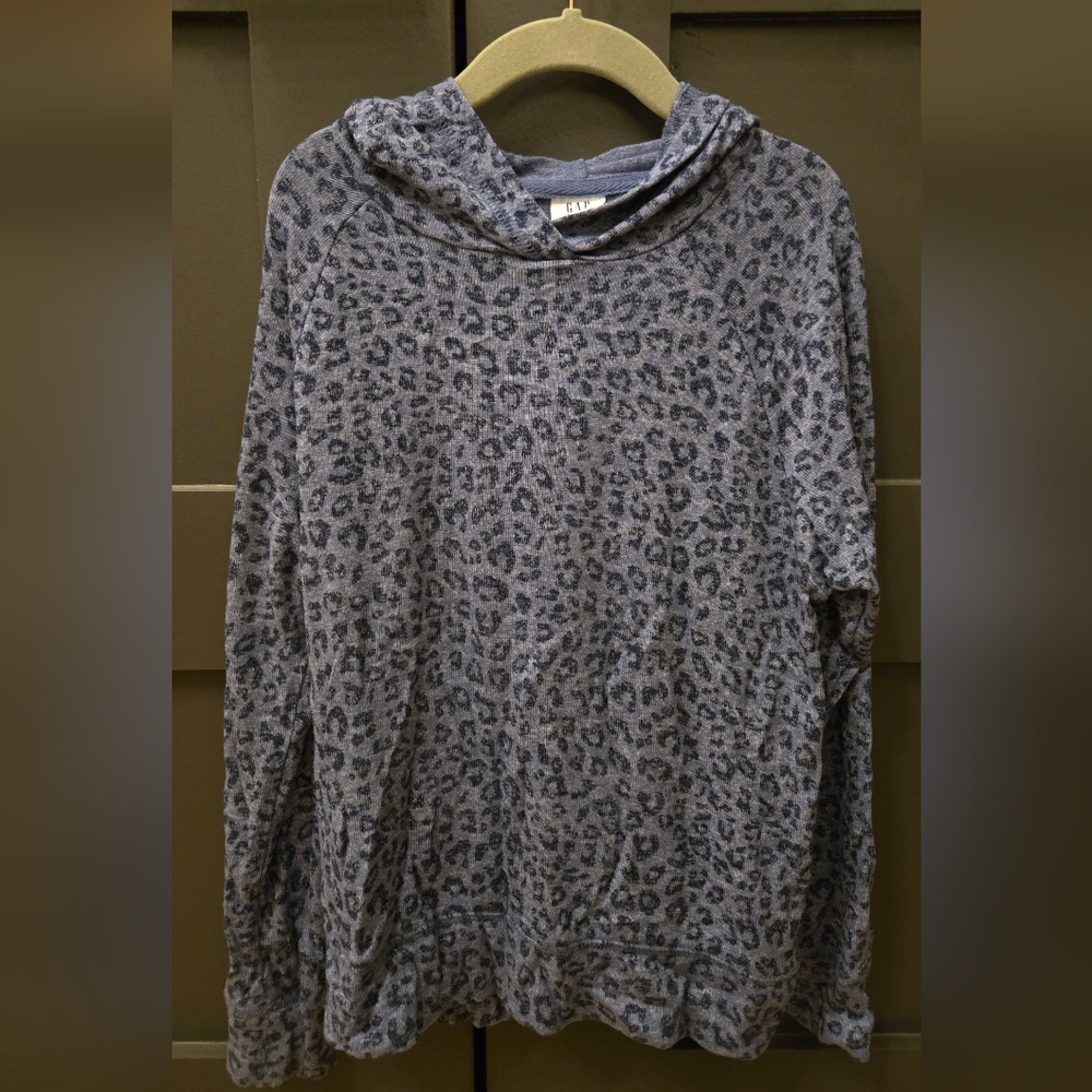 GAP Kids Blue Leopard Print Hoodie Sweater